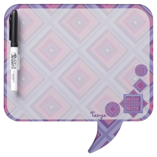 Name Purple Pink Checker Classic Diamond Pattern  Dry Erase Board (Front)