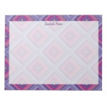 Name Purple Pink Diamond Pattern Squares Checkers  Notepad at Zazzle