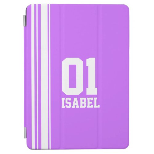 Name purple  white sport name number ipad cover