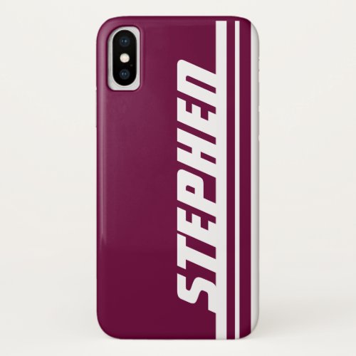Name purple  white stripe sport iphone case