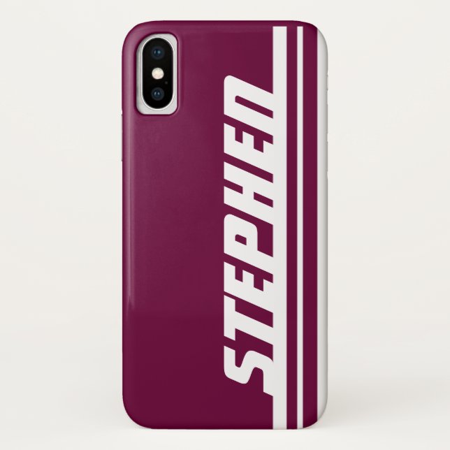 Name purple & white stripe sport iphone case (Back)