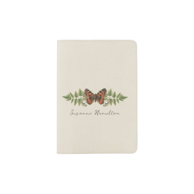 Name Quote Botanical Vintage Butterfly  Passport Holder (Front)