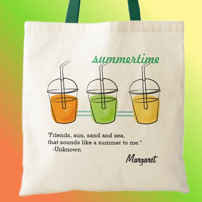 Name, Quote || Retro Summertime Cotton Tote Bag (Creator Uploaded)