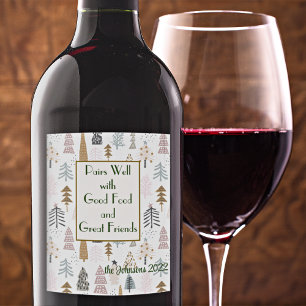 Name Quote Rustic Winter Trees (6) Wine Label