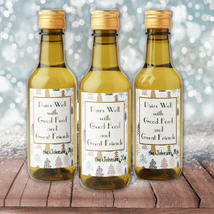 Name Quote Winter Rustic Christmas Trees (10) Wine Label