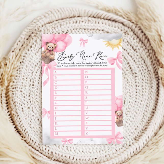 Name Race Baby Shower  Game card (Creator Uploaded)