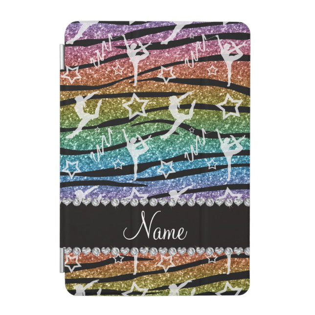 Name rainbow gymnastics glitter zebra stripes iPad mini cover (Front)