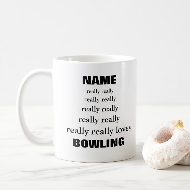 Name really really really loves Subject Bowling Coffee Mug (With Donut)