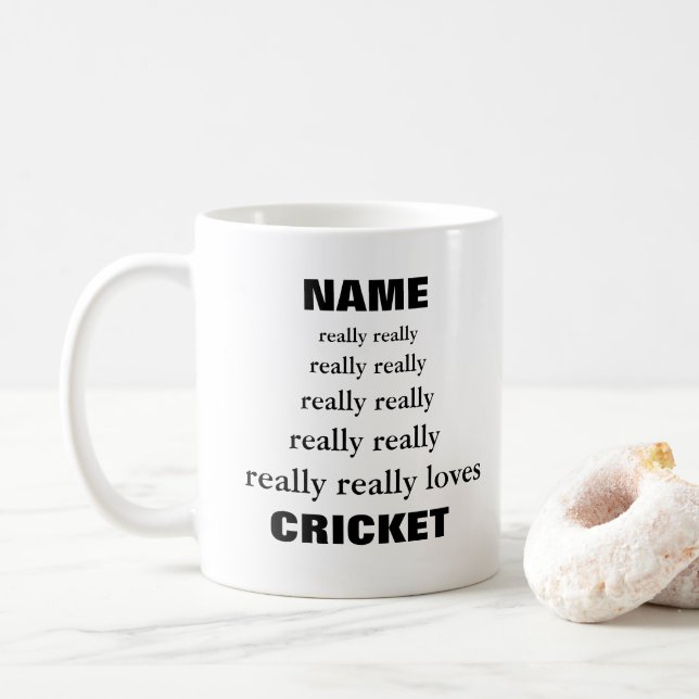 Name really really really loves Subject Cricket Coffee Mug (With Donut)