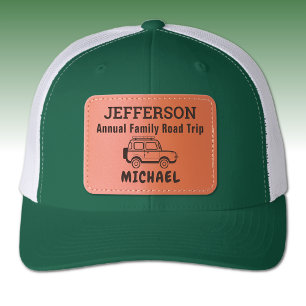 Name, Rectangle Leather Patch Family Road Trip Hat