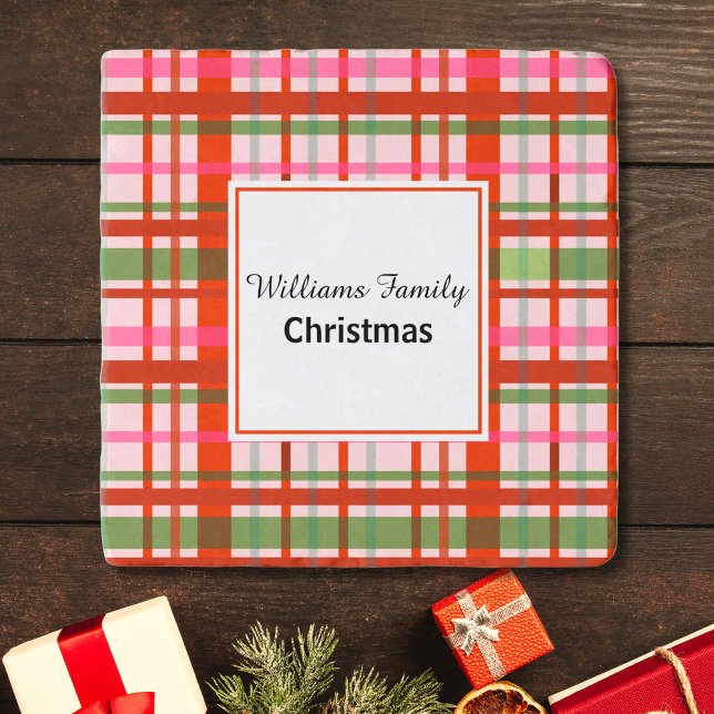 Name Red And Green Scottish Christmas Tartan Trivet (Creator Uploaded)