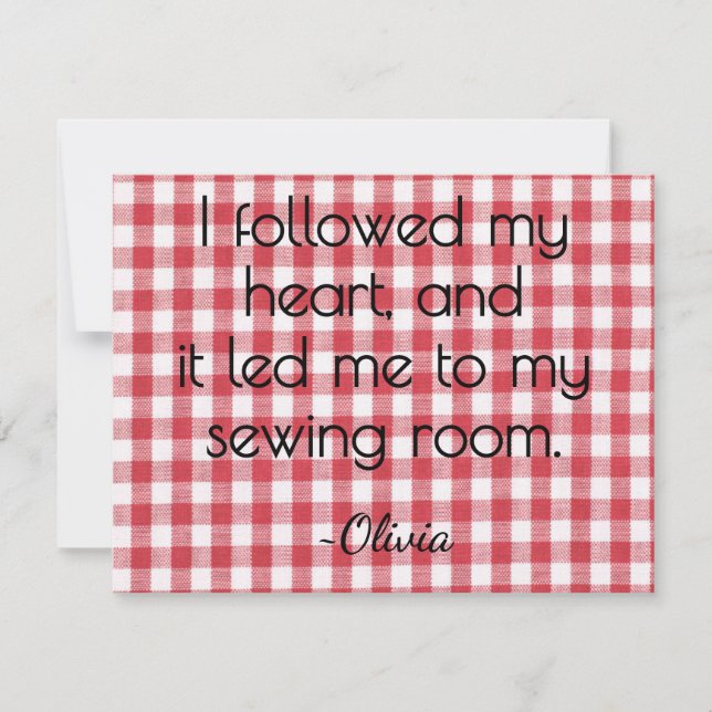Name, Red and White Gingham All-Occasion Flat Note Card (Front)
