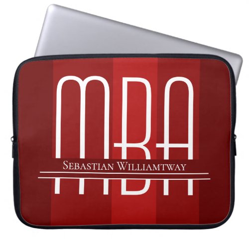 Name Red Burgundy Graduation MBA Laptop Sleeve