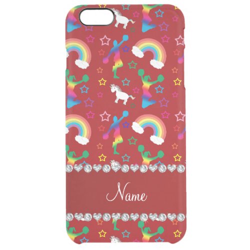 Name red cheerleading rainbow unicorns stars clear iPhone 6 plus case