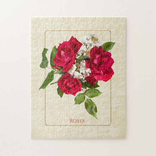 Name Red Knockout Rose Bouquet Floral Photography Jigsaw Puzzle