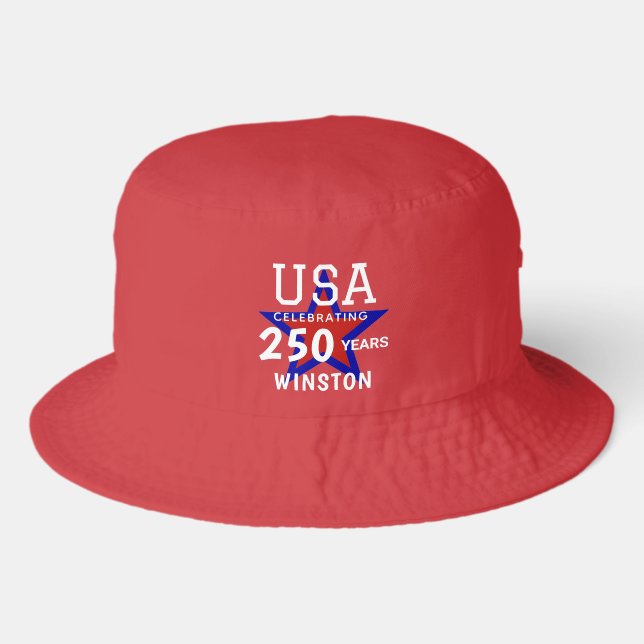 Name || Red USA 250 Years Classic Sportsman - Bucket Hat (Front)