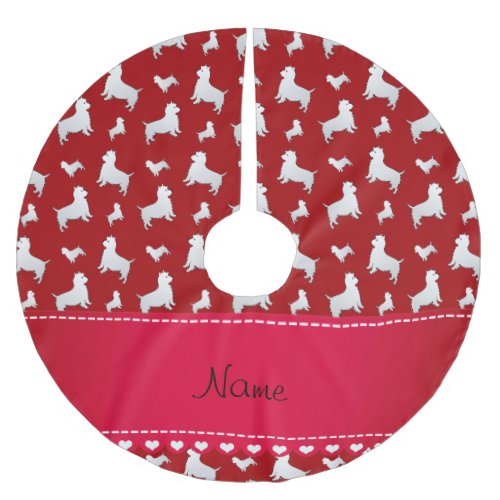 Name red West Highland White Terrier dogs Brushed Polyester Tree Skirt