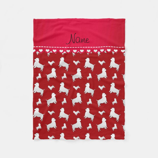 Name red West Highland White Terrier dogs Fleece Blanket (Front)