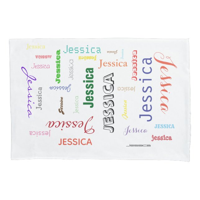 Name Repeating Bright Word Cloud Custom Pillow Case (Front)