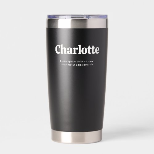 Name Retro Bold Black Insulated Tumbler