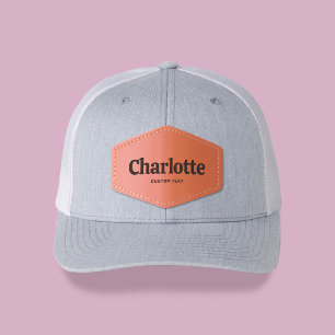 Name Retro Bold Serif Business Camp Leather Patch Hat