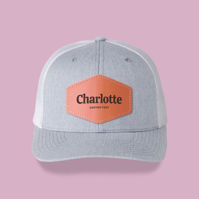 Name Retro Bold Serif Business Camp Leather Patch Hat (Creator Uploaded)