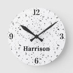 Name Retro Home Office Terrazzo Chips 8-in Round Clock