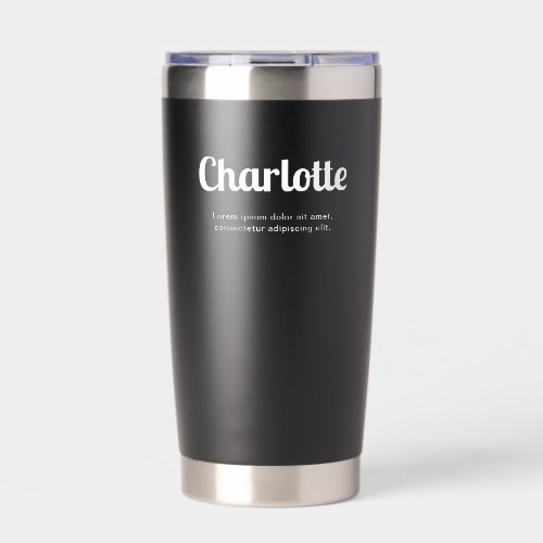 Name Retro Script Black Insulated Tumbler