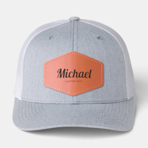 Name Retro Typography Leather Patch Hat