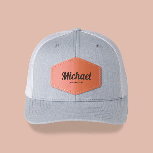 Name Retro Typography Leather Patch Hat