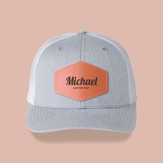 Name Retro Typography Leather Patch Hat (Creator Uploaded)