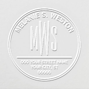 Name Return Address 3 Initial Monogram 2X Frame Embosser