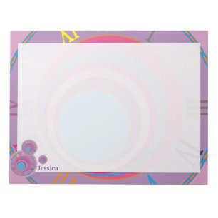 Name Roman Numerals Clock Pink Purple Blue Girly Notepad