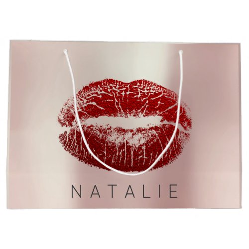 Name Rose Blush Pearl Pin Red Kiss Lips Favor Gift Large Gift Bag