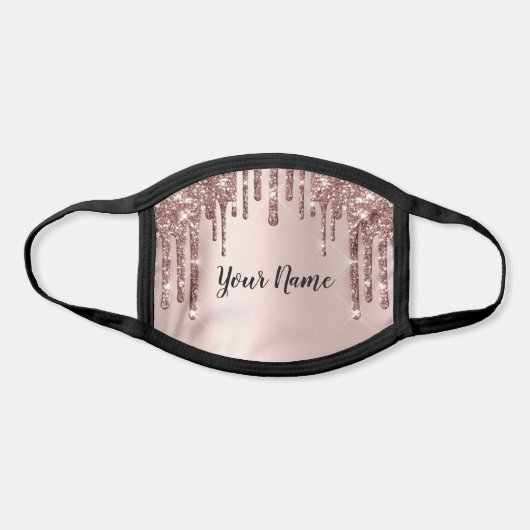 Name Rose Glitter Pink Drips Makeup Cotton Covid Face Mask (Front)