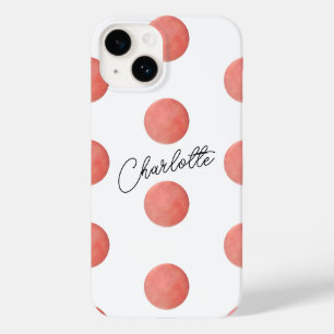 Name Rose Gold Watercolor Polka Dots Pattern Case-Mate iPhone 14 Case
