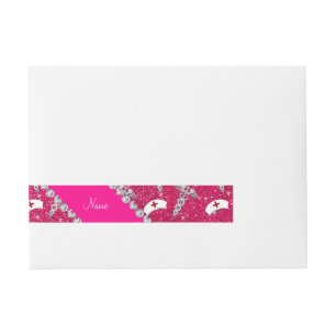 Name rose pink glitter nurse hats silver caduceus wrap around address label