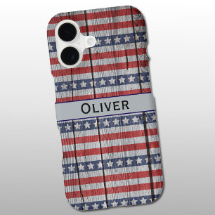 Name    Rustic Red and Blue Stars and Stripes  iPhone 17 Case