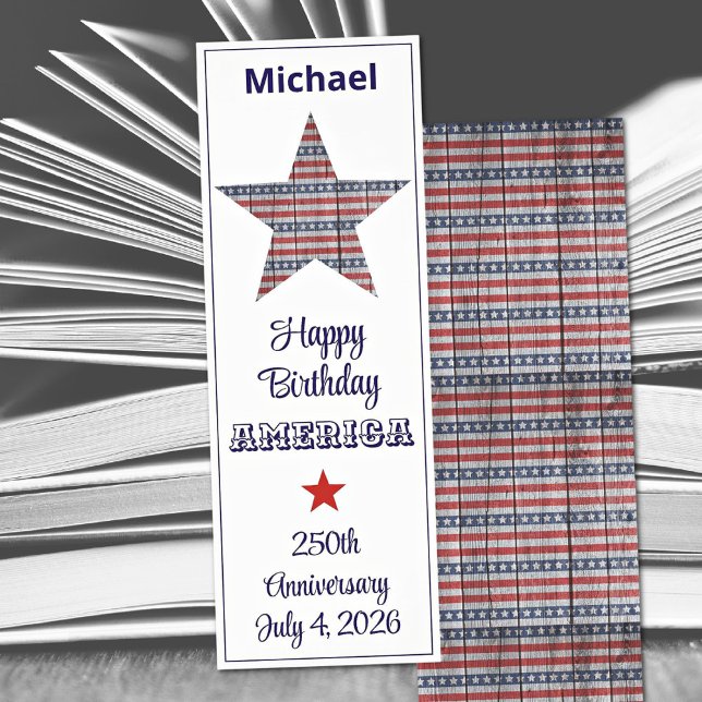 Name, Rustic Stars and Stripes 250th Anniversary Bookmarks (Creator Uploaded)