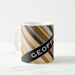 [ Thumbnail: Name + Sandy Beach Colors Inspired Striped Pattern Coffee Mug ]