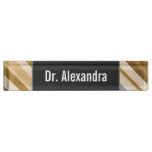[ Thumbnail: Name + Sandy Beach Colors Inspired Striped Pattern Desk Name Plate ]