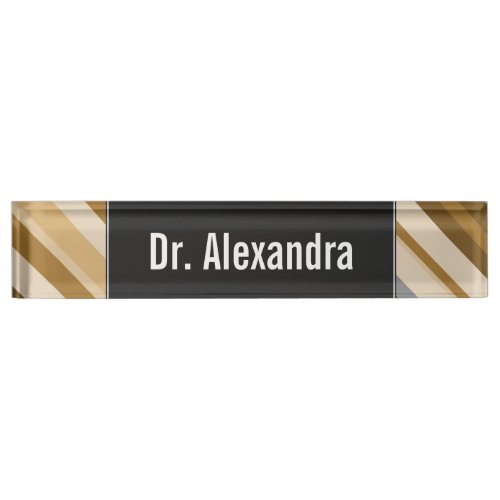 Name  Sandy Beach Colors Inspired Striped Pattern Desk Name Plate