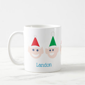 Name Santa's Elves Elf Heads Faces Christmas Coffee Mug