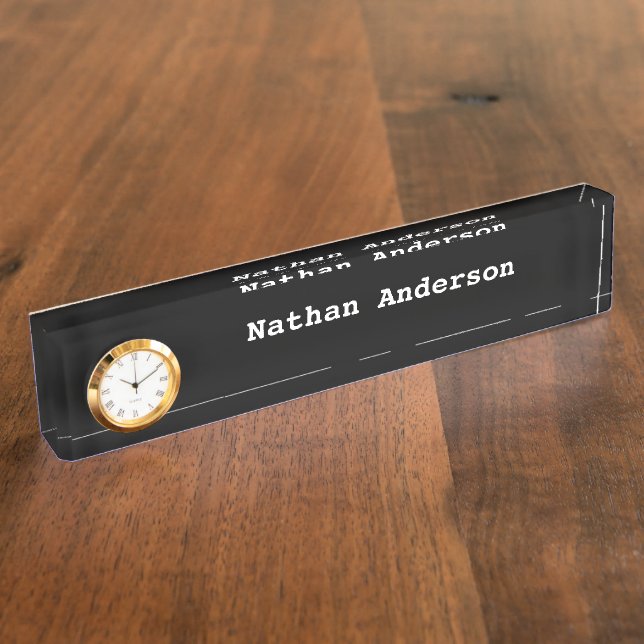 Name School Office Home Photo Artwork Clock Black Desk Name Plate (Side)
