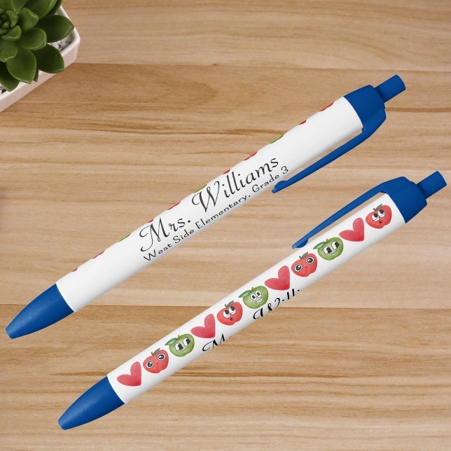 Name School, Red Apple Custom Teacher Appreciation Pen (Creator Uploaded)