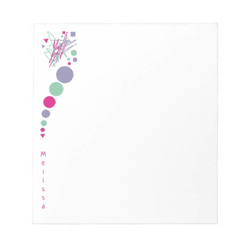 Name Scribbles Shapes Colorful Pink Purple Teal Notepad