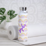 Name script colorful rainbow pattern personalized  water bottle<br><div class="desc">Modern watercolor pastel rainbow pattern water bottle personalized with your name in trendy purple handwritten signature script calligraphy.          Can be a cute keepsake gift for a birthday,  Sweet 16,  wedding,  or bridal shower.</div>