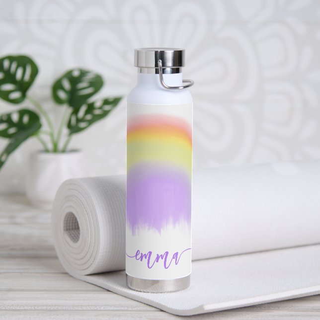 Name script colorful rainbow personalized water bottle (Yoga)