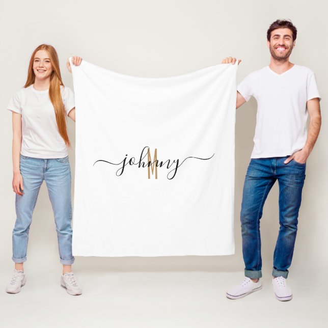 Name Script Monogrammed Style  Fleece Blanket (In Situ)