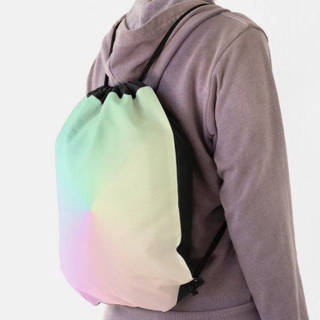 Name Script Text Muted Gradient Ombre Rainbow  Drawstring Bag (Insitu)